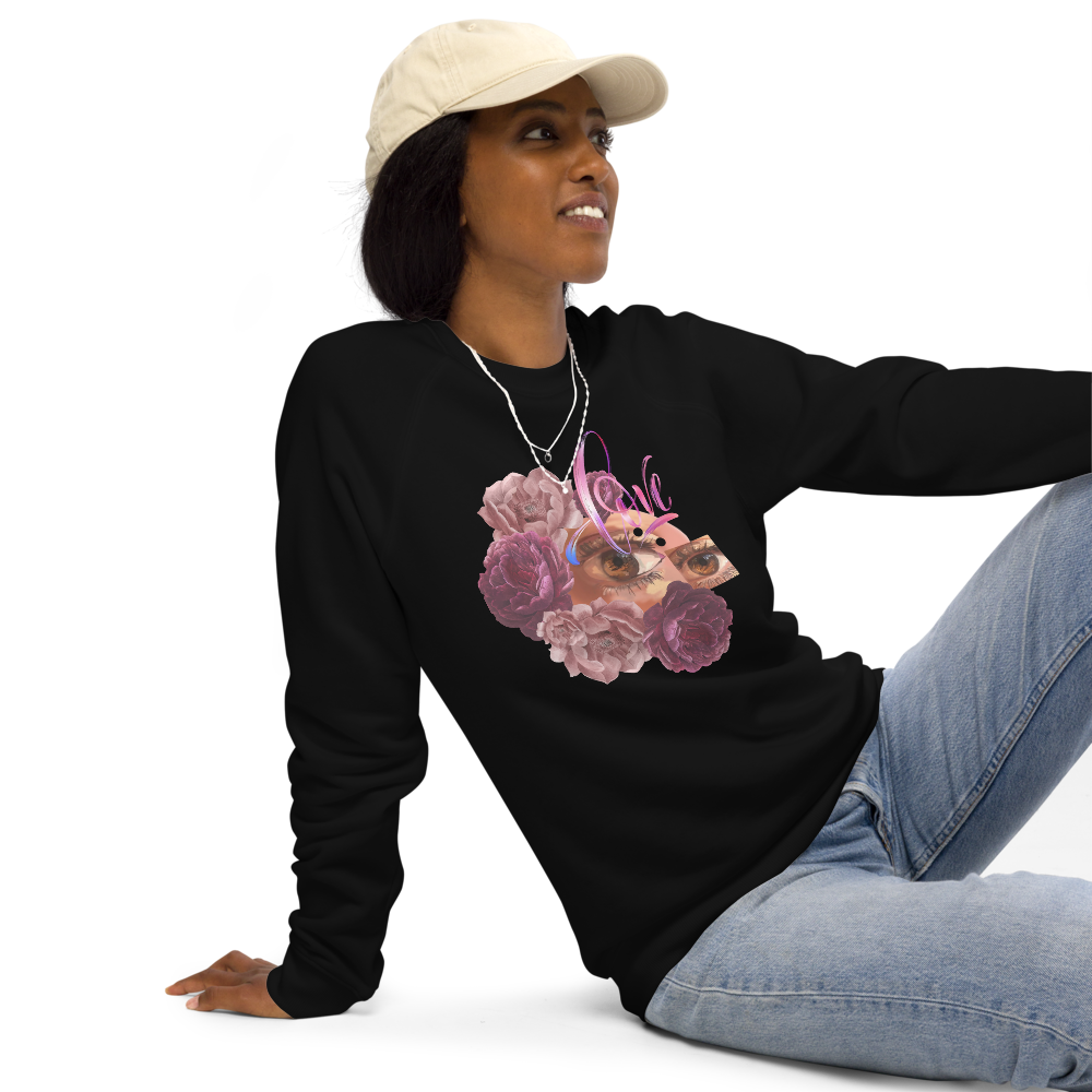 Eye Love Unisex Organic Raglan Sweatshirt