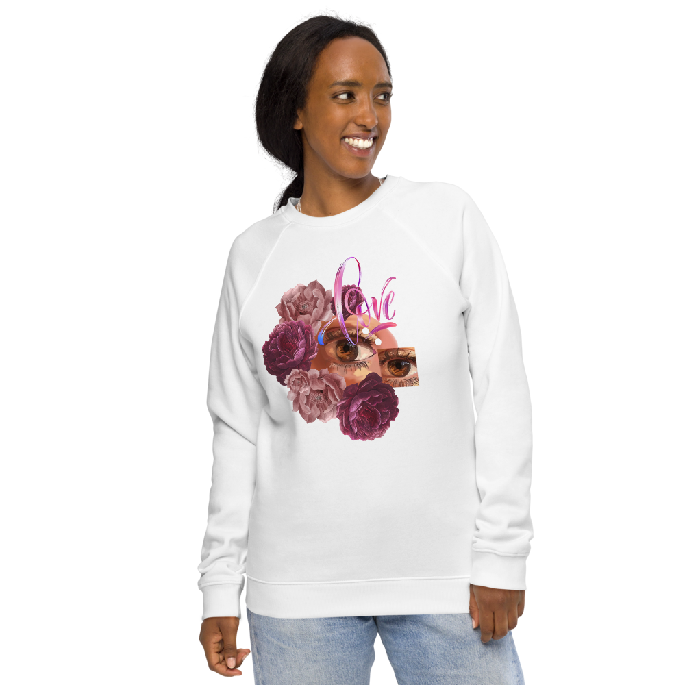 Eye Love Unisex Organic Raglan Sweatshirt